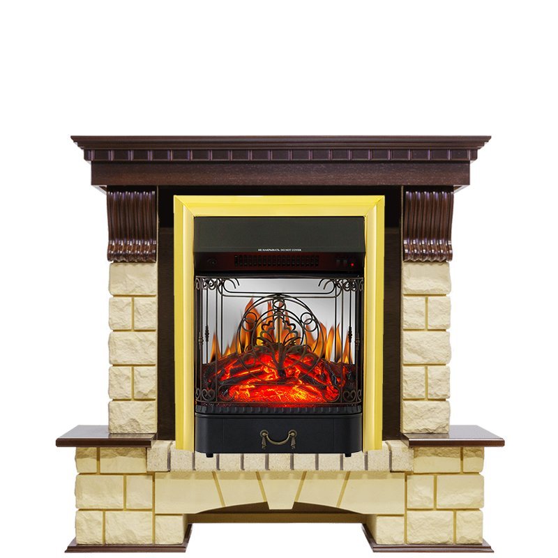 Каминокомплект Royal Flame Pierre Luxe шампань с очагом Majestic FX M Brass в ДНР