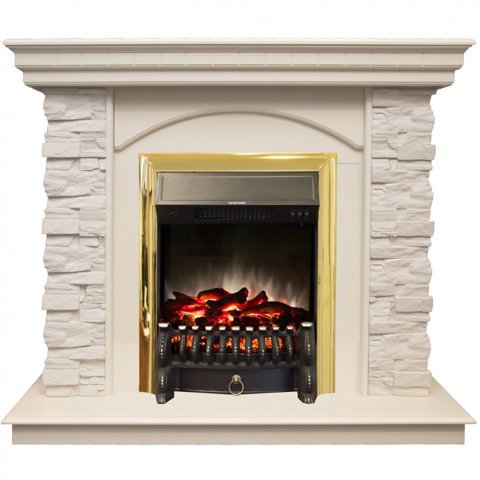Каминокомплект RealFlame Elford STD/EUG/25'5/HL WT с очагом Fobos s Lux Black/Brass в ДНР