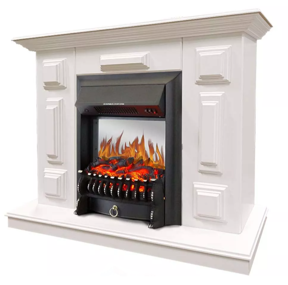 Каминокомплект Хорошие Камины Юпитер с очагом Royal Flame Fobos FX M Black белый в ДНР