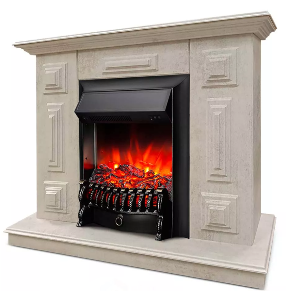 Каминокомплект Хорошие Камины Юпитер с очагом RealFlame Fobos Lux Black цемент в ДНР