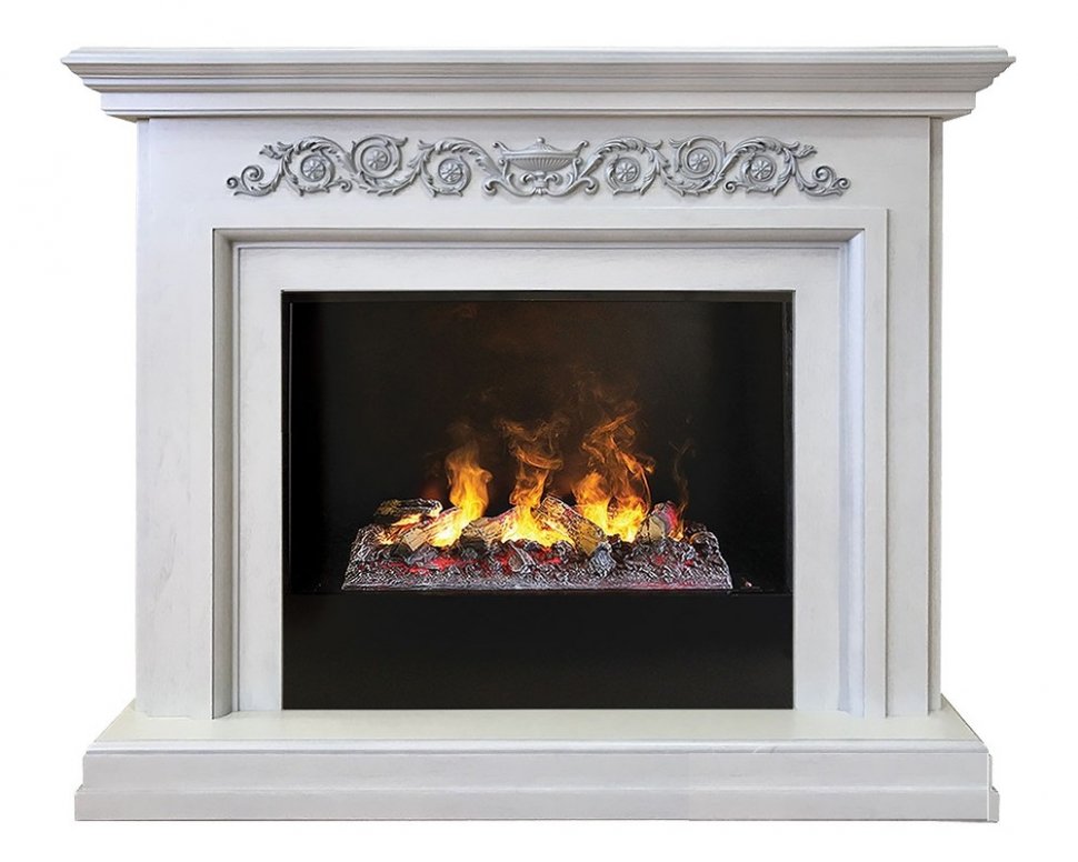 Каминокомплект RealFlame Leticia 26 WT 3D Cassette 630 + Black вставка в ДНР