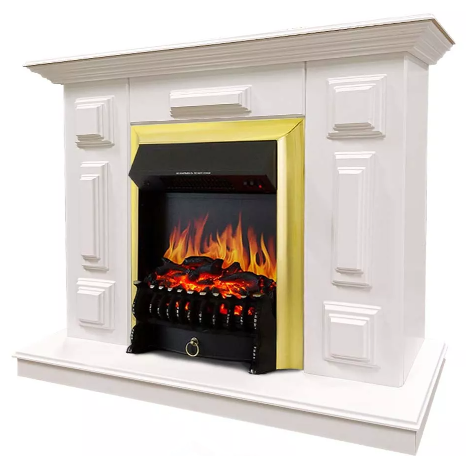 Каминокомплект Хорошие Камины Юпитер с очагом Royal Flame Fobos FX Brass белый в ДНР