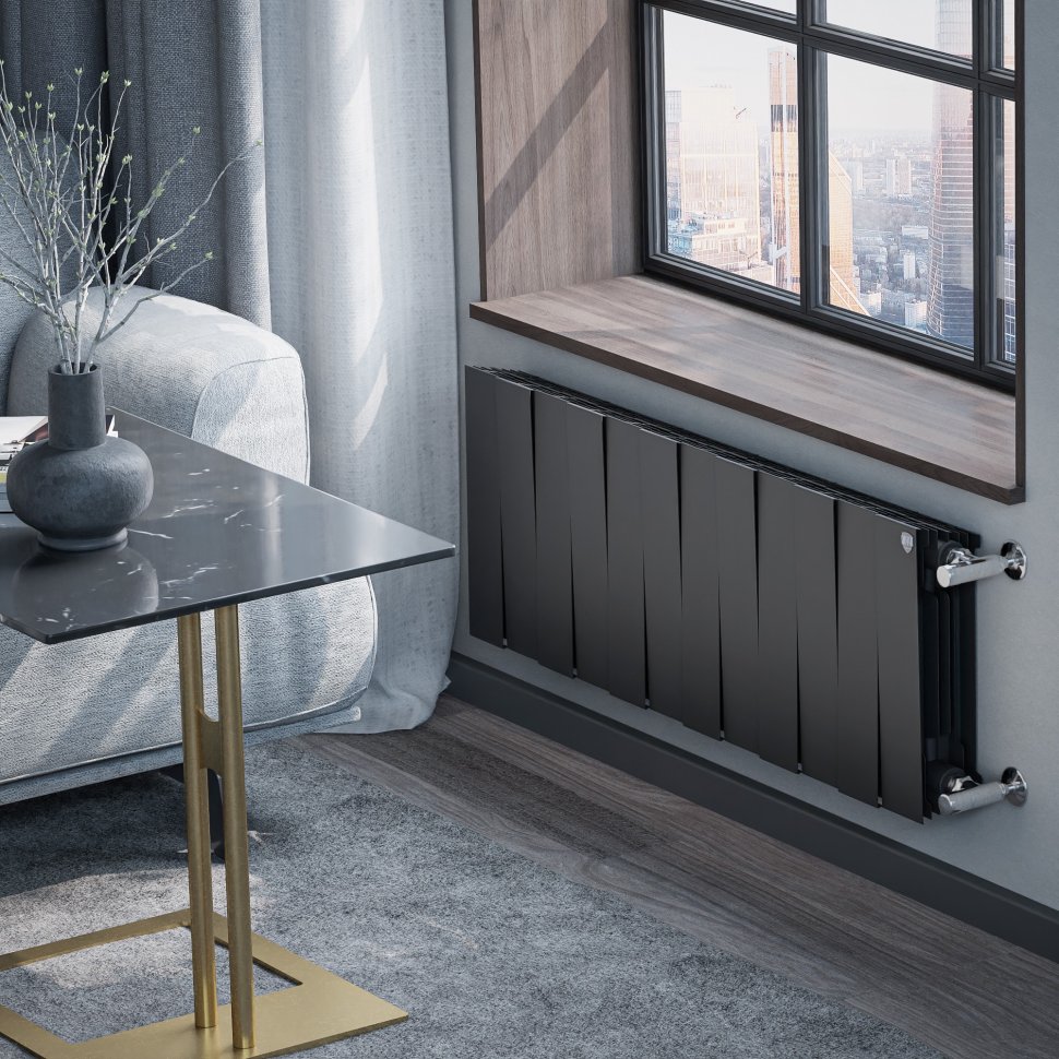 Биметаллический радиатор отопления Royal Thermo PianoForte 300 черный 12 секций в ДНР